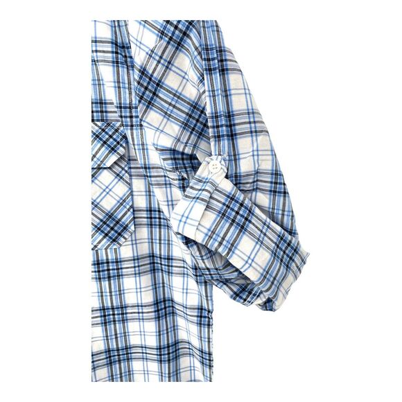 SWISS CROSS Men L Blue Plaid Cotton Blend Button Up‎ Long Sleeve Shirt NWT - Picture 2 of 7